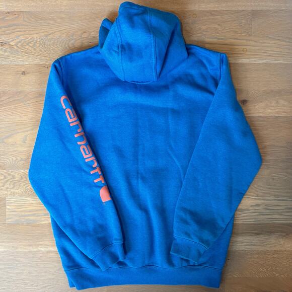 Carhartt K288 Loose Fit Hoodie Sweatshirt Logo Sleeve Blue Mens Size Medium - Picture 6 of 10
